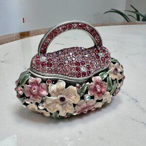 Vintage Floral Purse Trinket Box